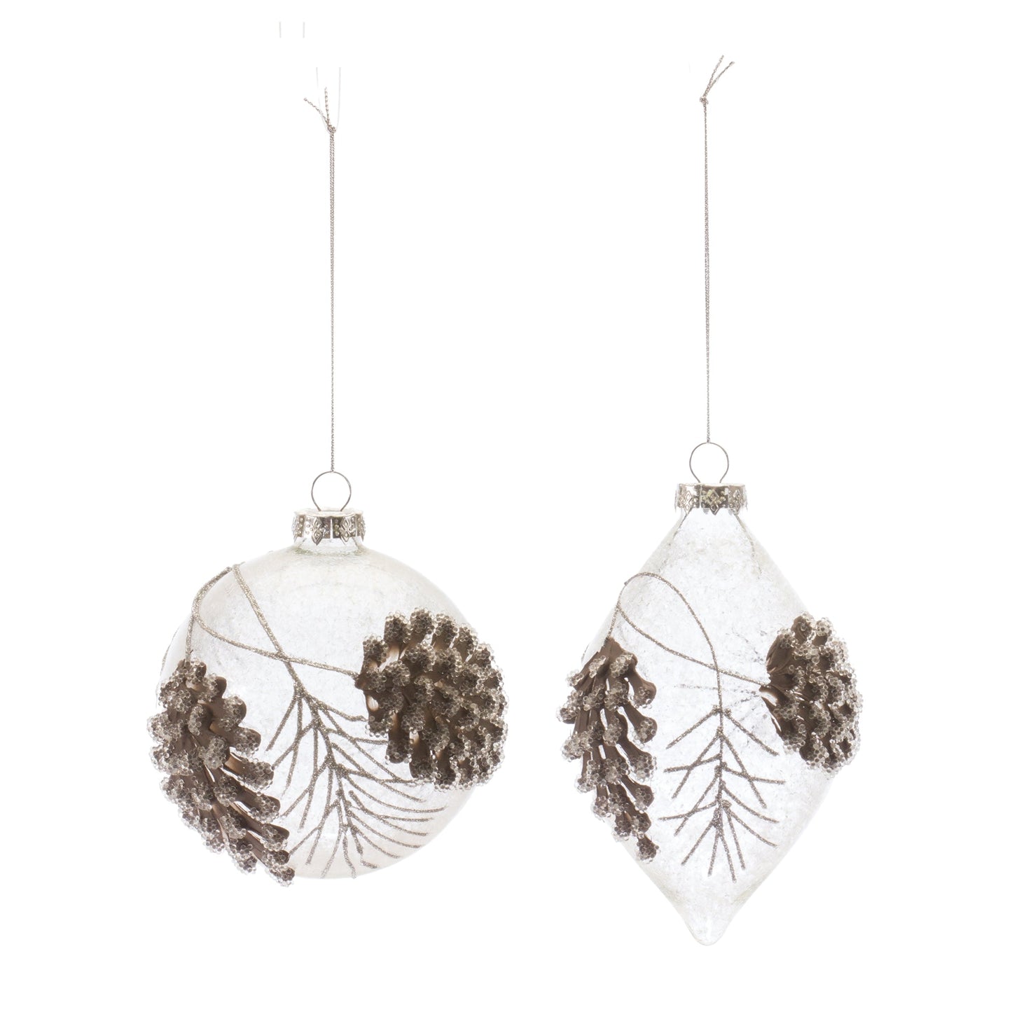 Beaded Glass Pinecone Ornament, Set of 6