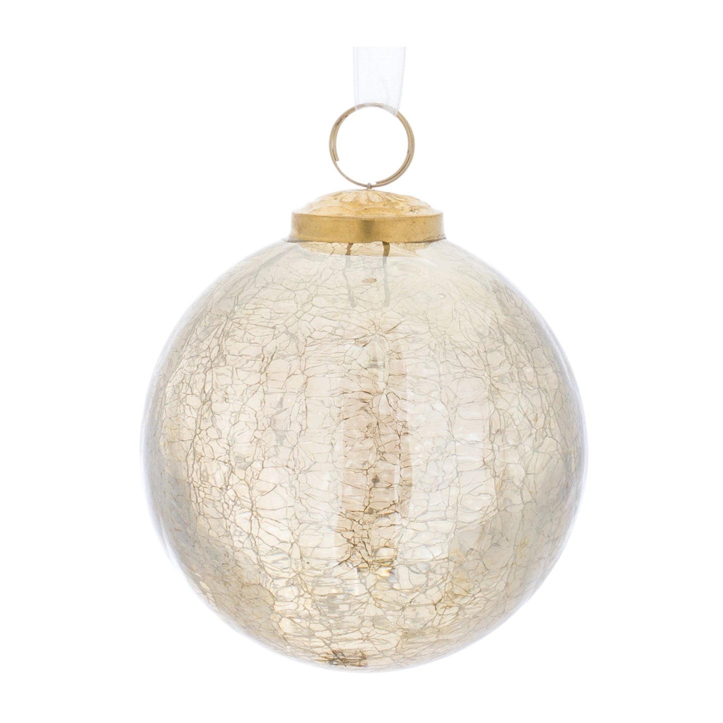 Champagne Crackle Glass Ornament, Set of 6