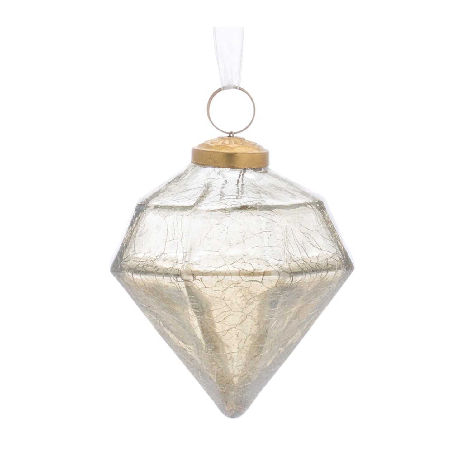 Champagne Crackle Glass Ornament, Set of 6