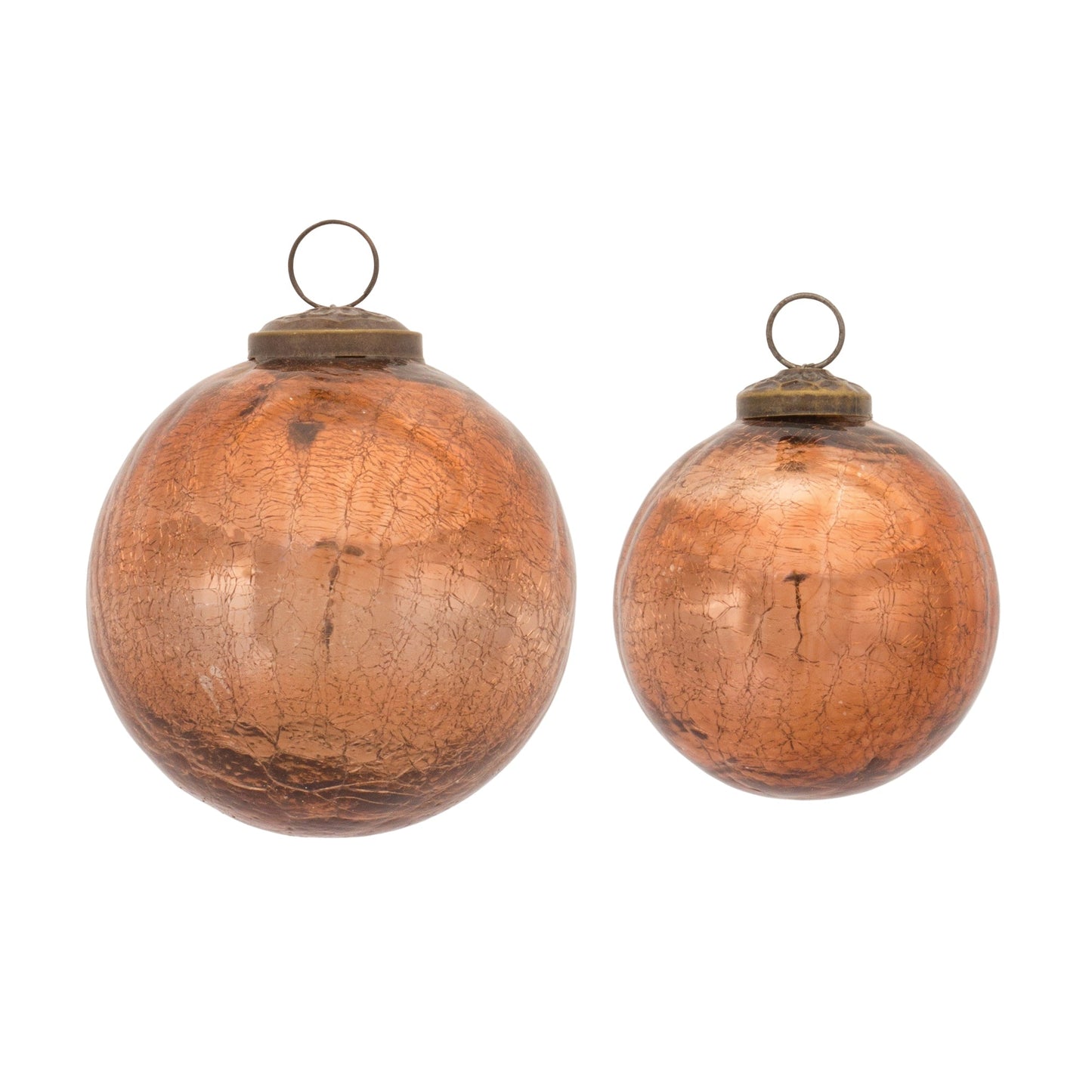 Copper Crackle Glass Ornament, Set of 6
