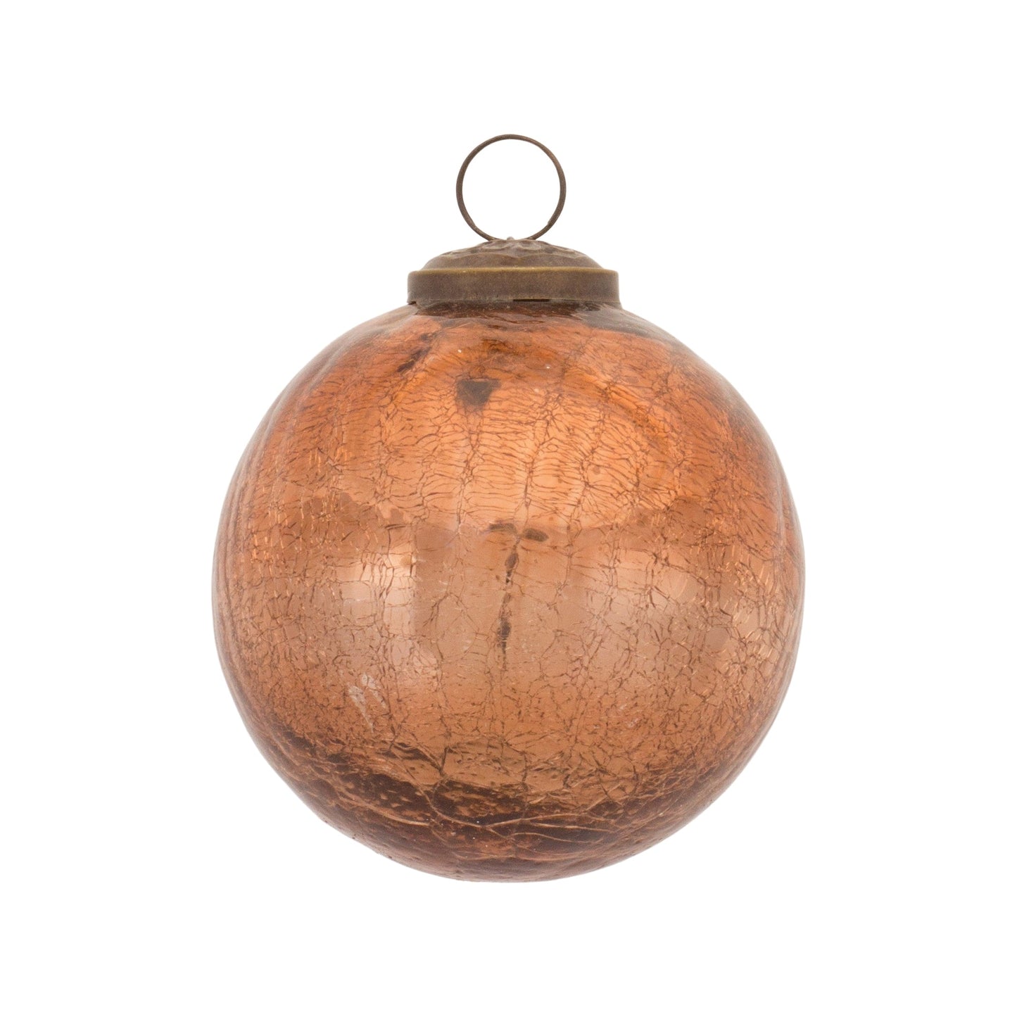 Copper Crackle Glass Ornament, Set of 6
