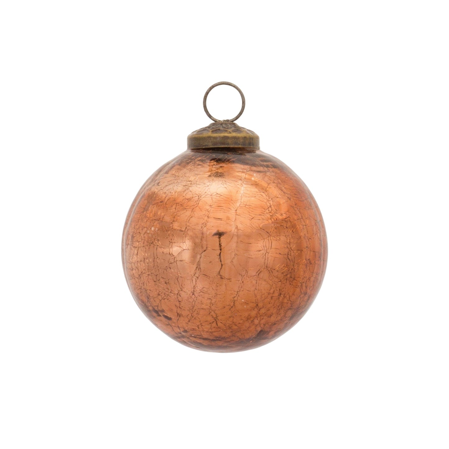 Copper Crackle Glass Ornament, Set of 6
