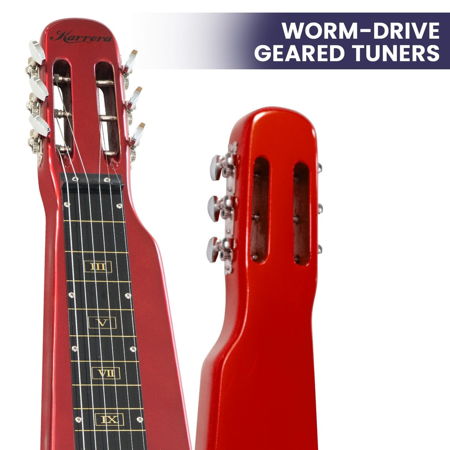 Karrera 29in 6-String Lap Steel Hawaiian Guitar (Metallic Red)