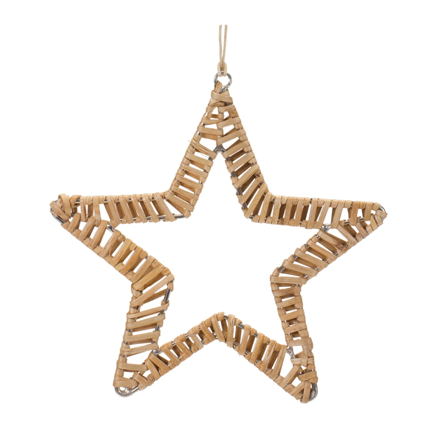 Woven Rattan Star and Tree Ornament, Set of 12