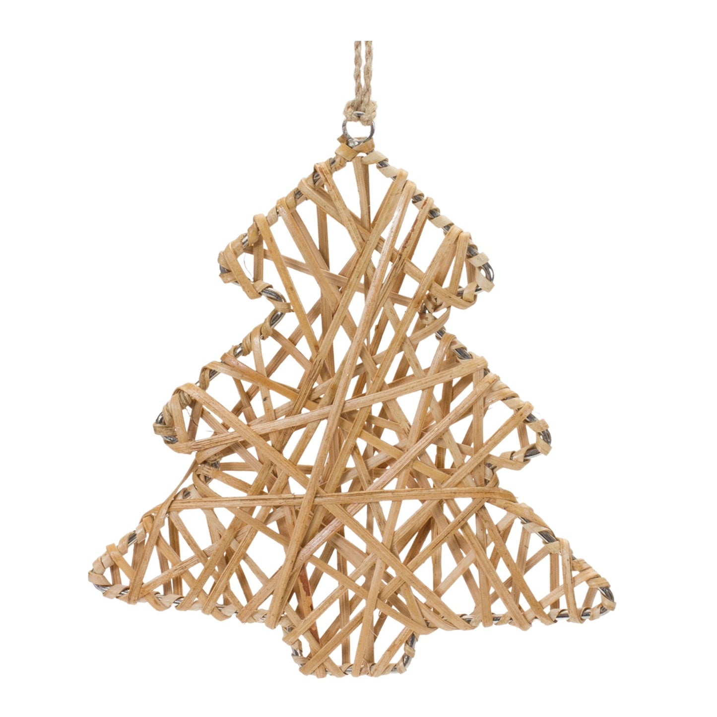 Woven Rattan Star and Tree Ornament, Set of 12