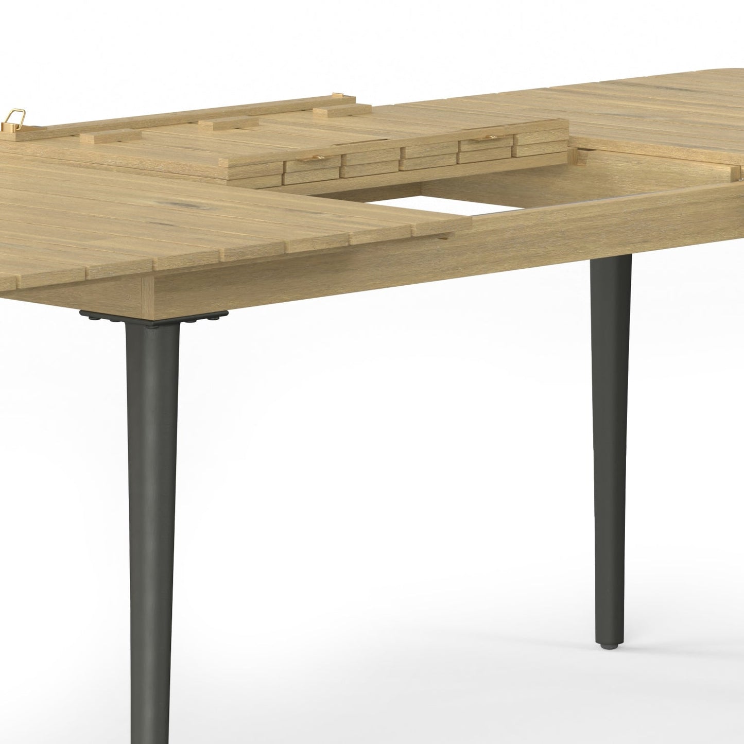 Outdoor Extendable Dining Table with Slatted Top and Angular Legs