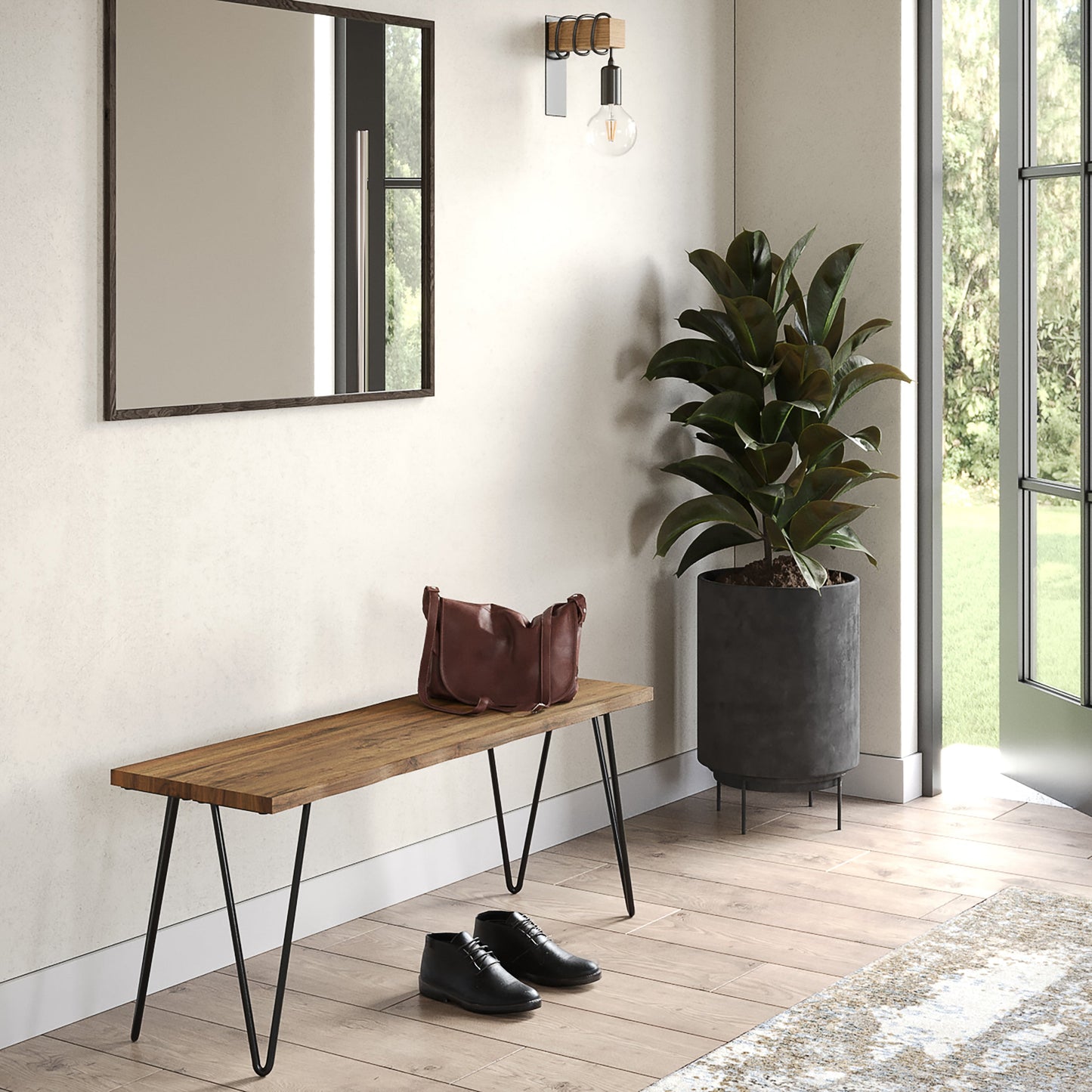 Bench with Hairpin Metal Legs
