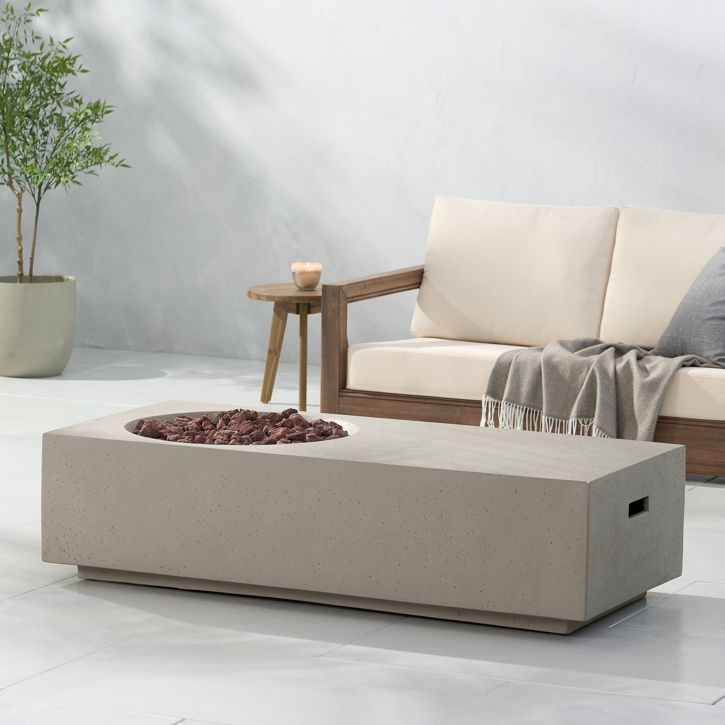 Outdoor Magnesium Oxide Firepit with Rectangle Shape