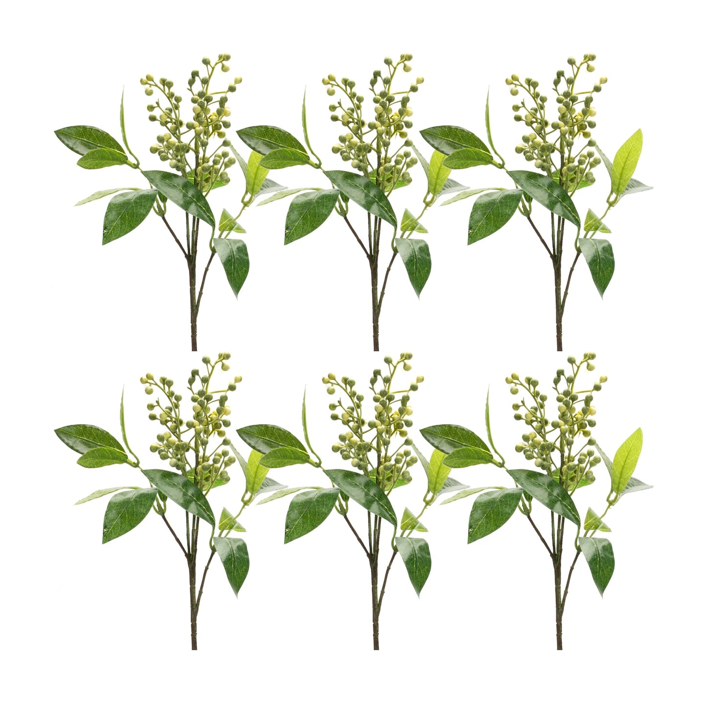 Green Berry Foliage Spray, Set of 6