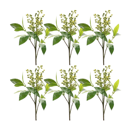 Green Berry Foliage Spray, Set of 6