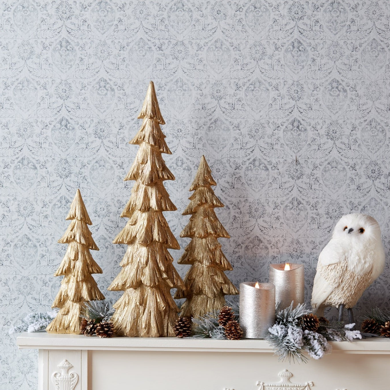 Rustic Gold Pine Tree, Set of 3