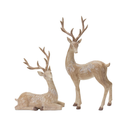 Carved Deer Figurine, Set of 2