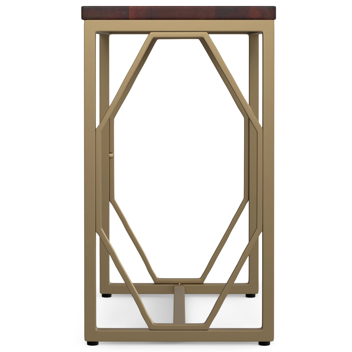 Peace Metal and Wood Accent Table with Diamond-Shaped Design