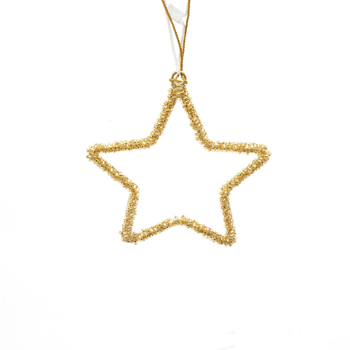 Beaded Golden Star Ornament, Set of 6