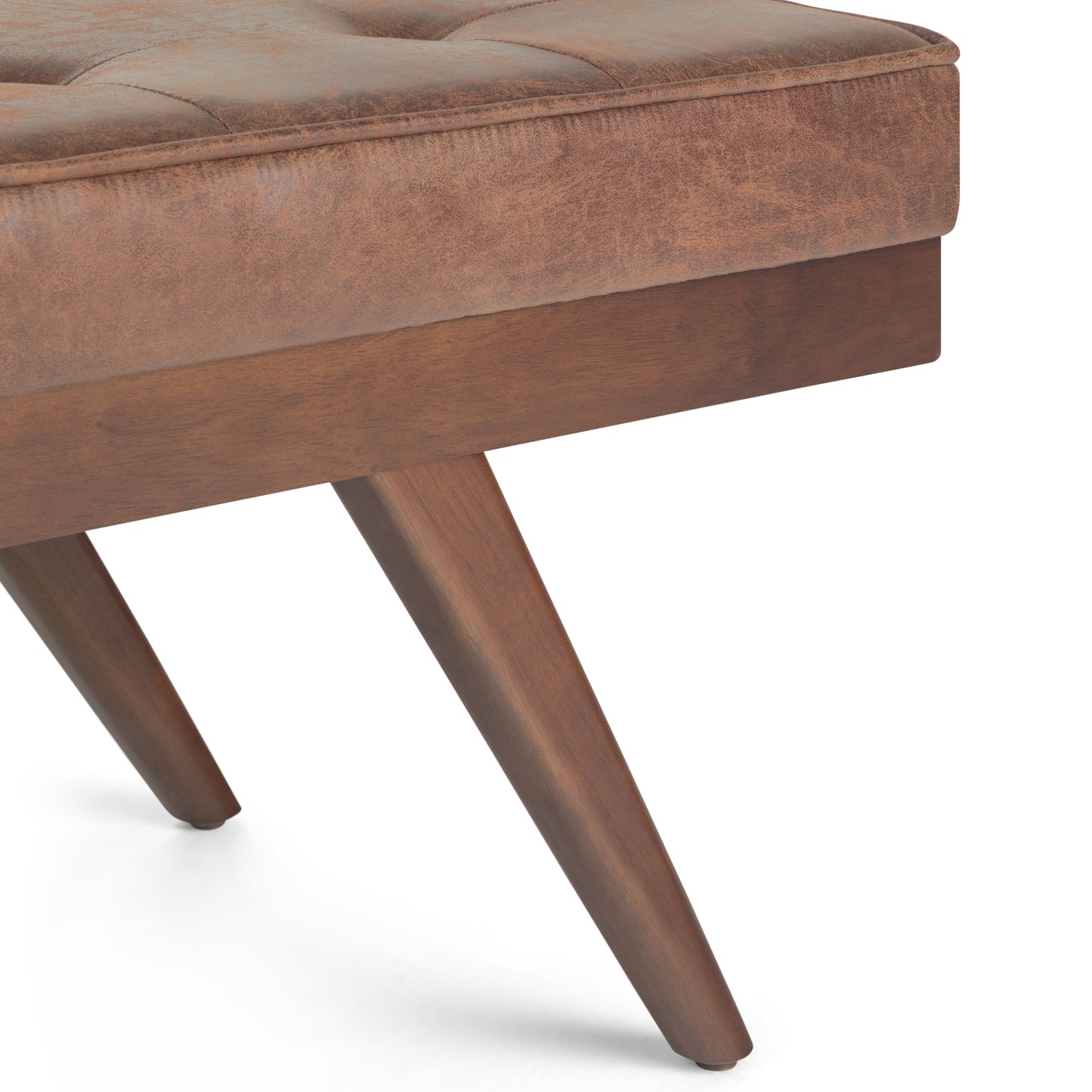 Wildflower Upholstered Button Tufted Ottoman Bench with Solid Wood Frame