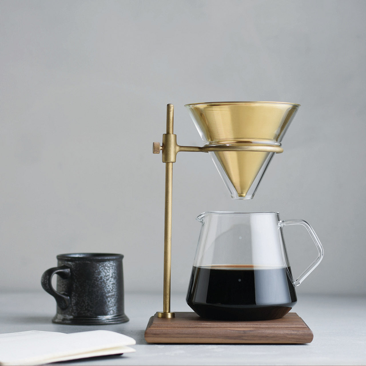 Kinto SCS Brass Pourover 4-Cup 700ml Coffee Brewer with Stand Set