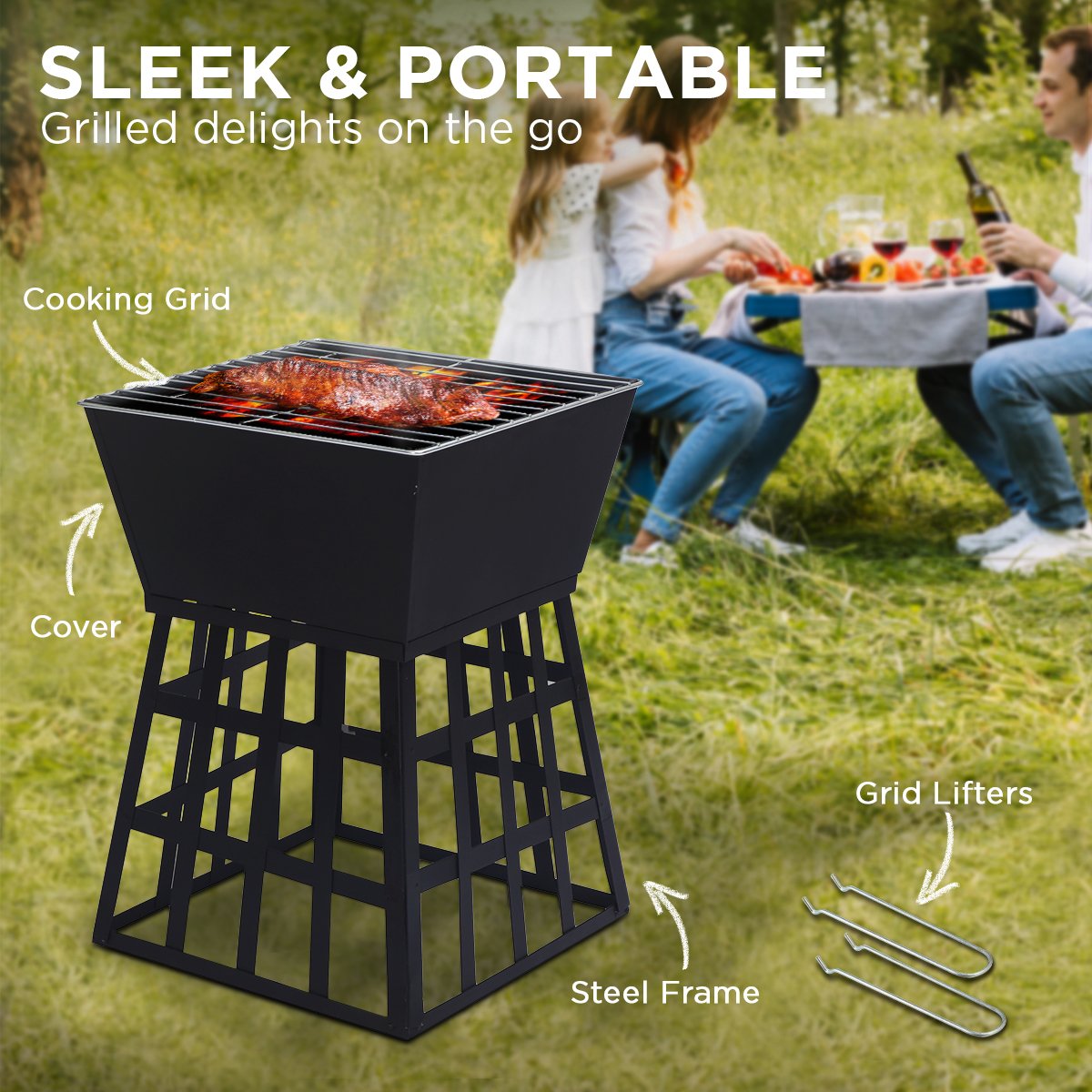 Wallaroo Portable Outdoor Fire Pit for BBQ, Grilling & Camping Cooking