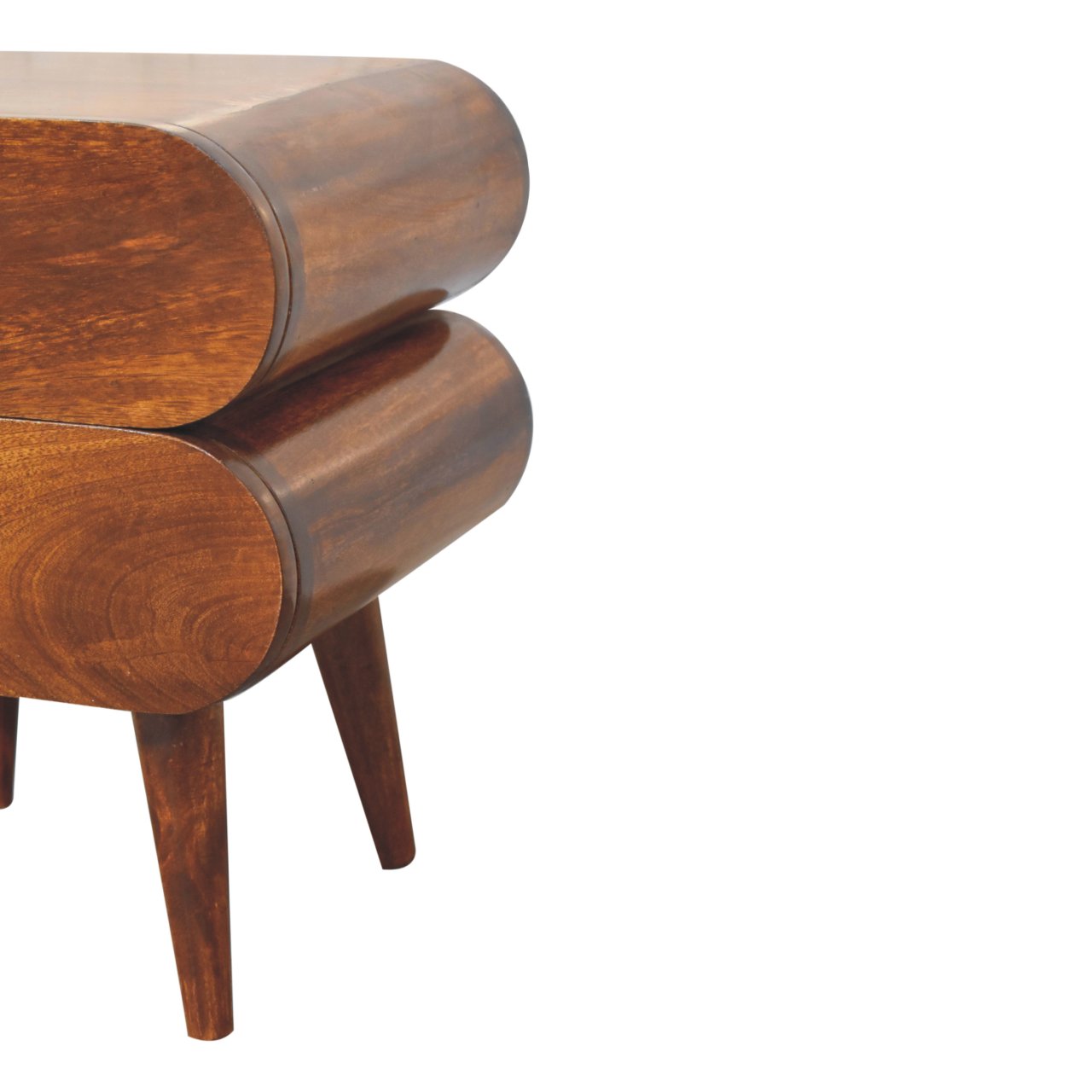 Bedside with 2 Drawers and Round Capsule Design