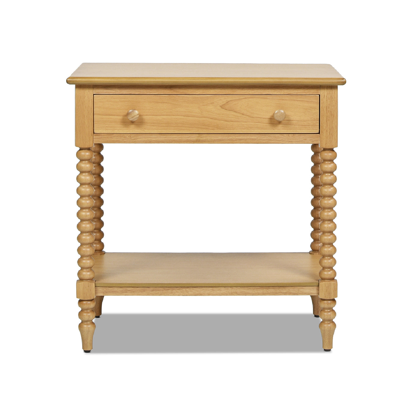 28" Side Table with Turned Legs, Shelf and Drawer