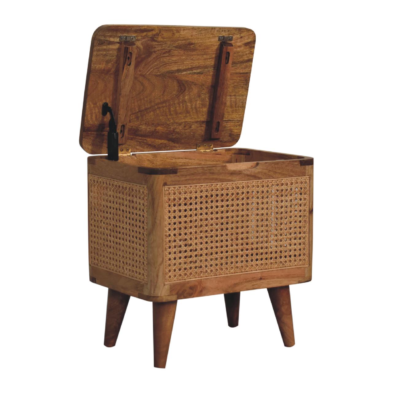 Decipher Wood and Rattan Lid-up Storage Stool