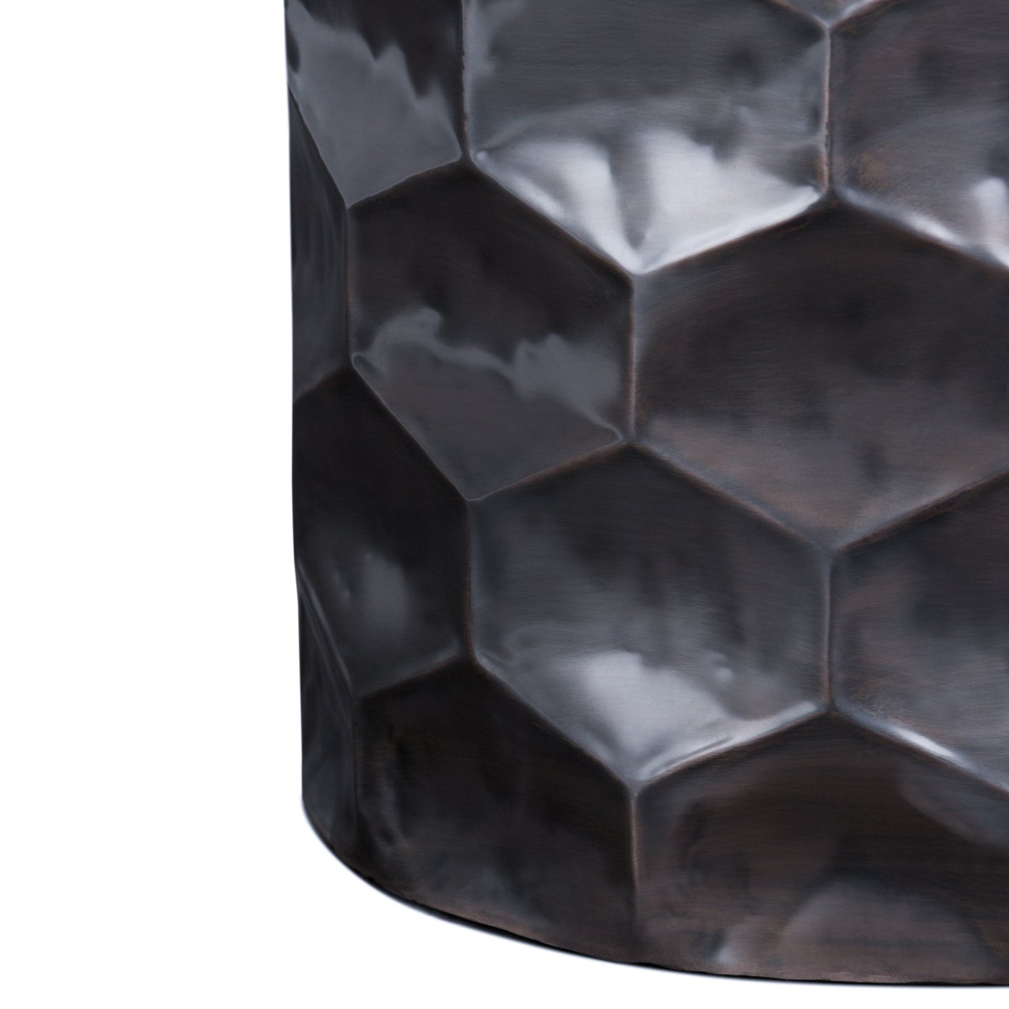 Opalescence Metal Side Table with Removable Round Top and Honey Comb Design