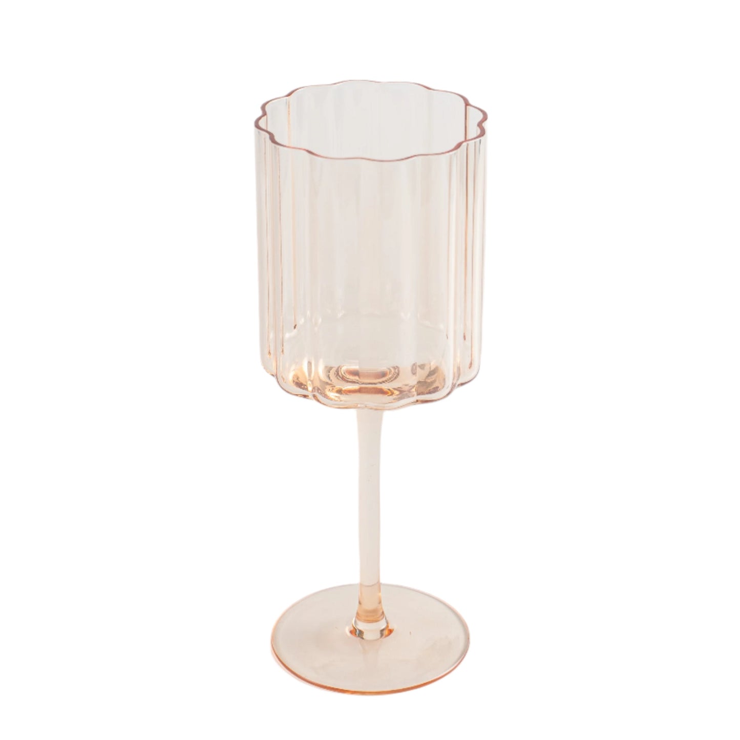 Jeanne Fitz Scalloped Rim Fluted Wine Glass, Set of 4, 12oz, Amber