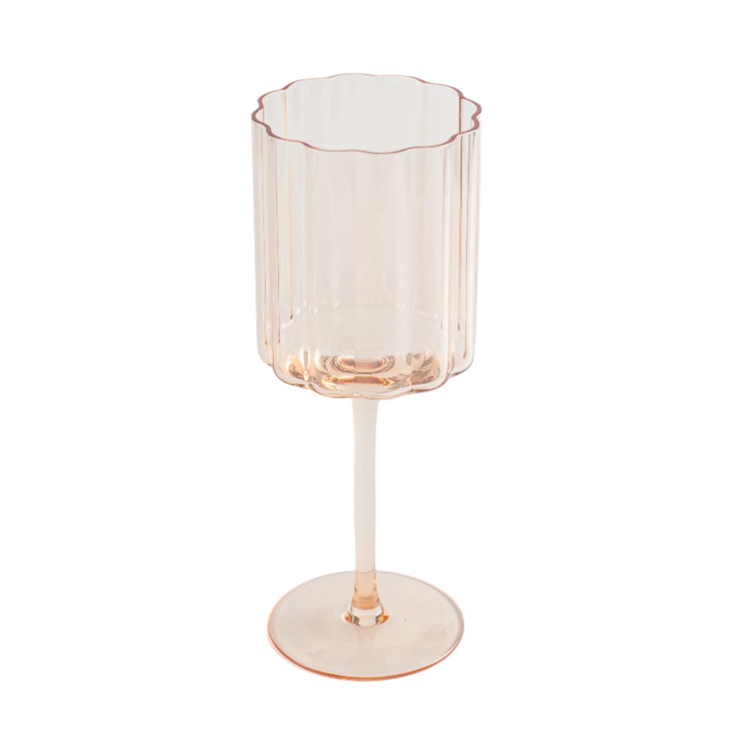 Jeanne Fitz Scalloped Rim Fluted Wine Glass, Set of 4, 12oz, Amber