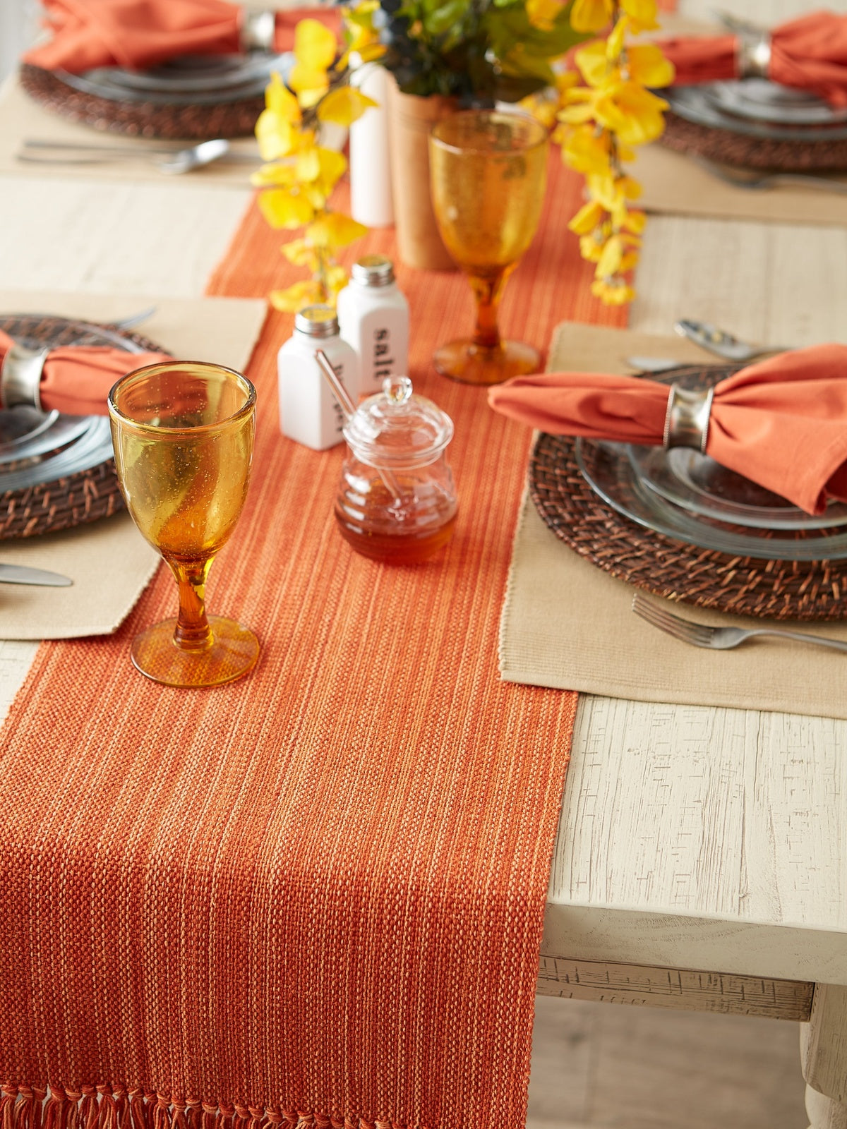 Spice Variegated Fringe Table Runner 13X72