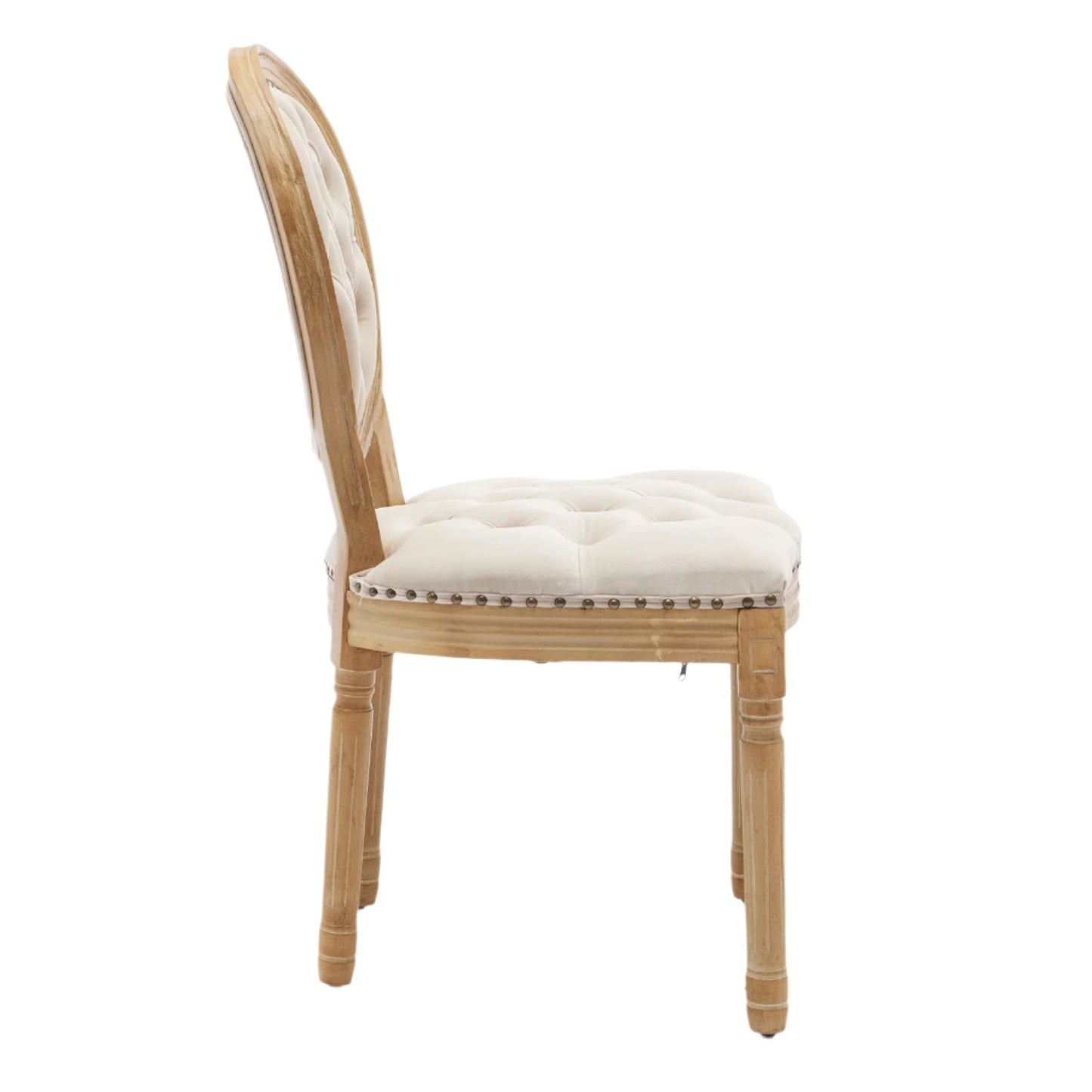 Button Tufted Upholstered Dining Chair with Round Back and Nailhead Trim, Set of 2