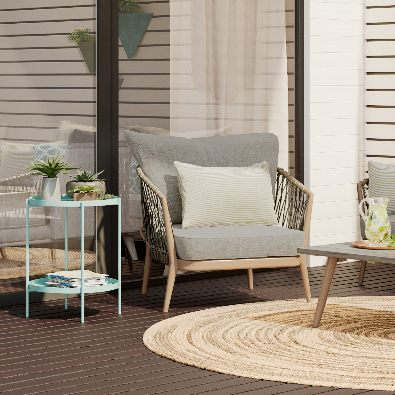 Outdoor Conversation Chair with Aluminum Frame, Set of 2