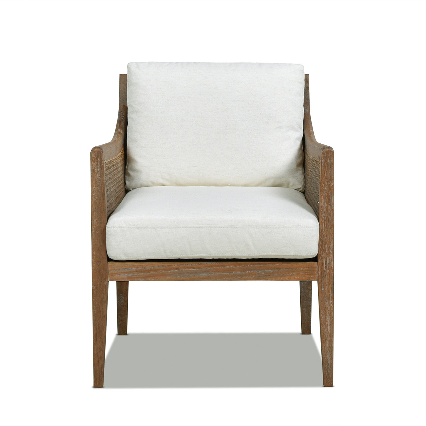 Wood & Rattan Accent Chair with Removable Cushion