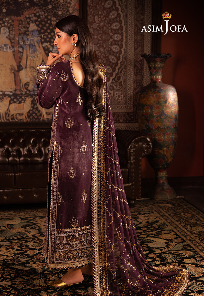 AJMMP-06 EMBROIDERED VELVET 3 PCS STITCHED