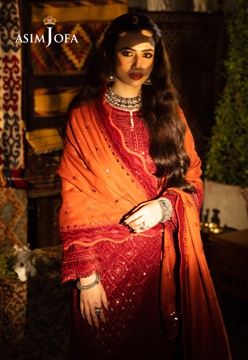 AJKTP-02 EMBROIDERED SELF TWILL 3 PCS STITCHED