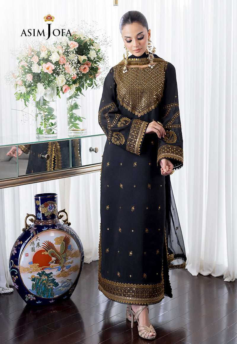 AJJM-14 EMBROIDERED CHANDERI COTTON 3 PCS