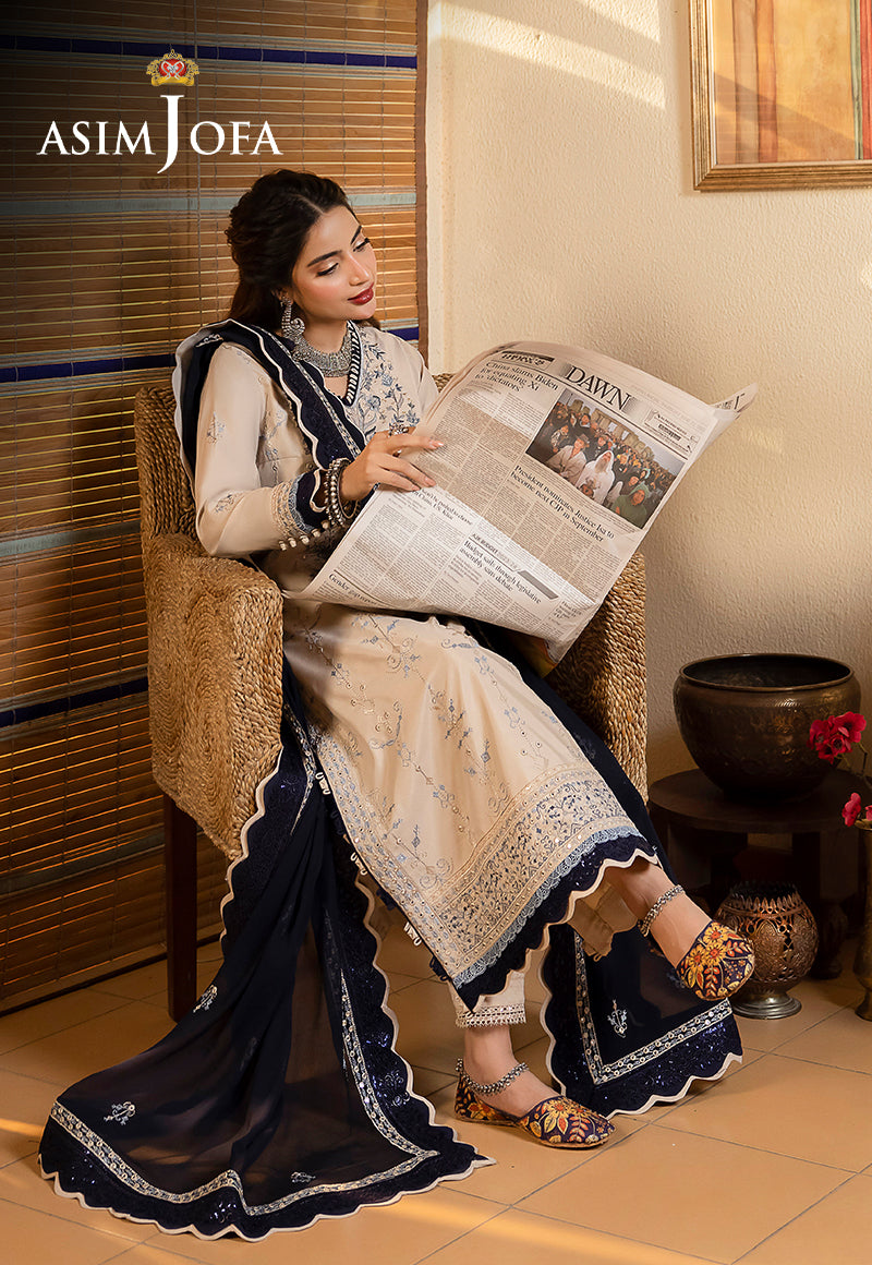 AJSWP-17 EMBROIDERED LAWN SILK 3 PCS STITCHED