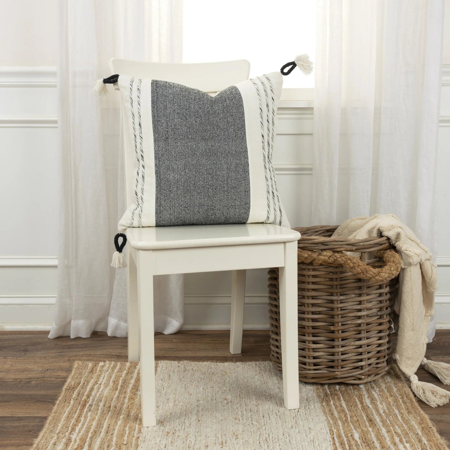 Woven Color Block Throw Pillow