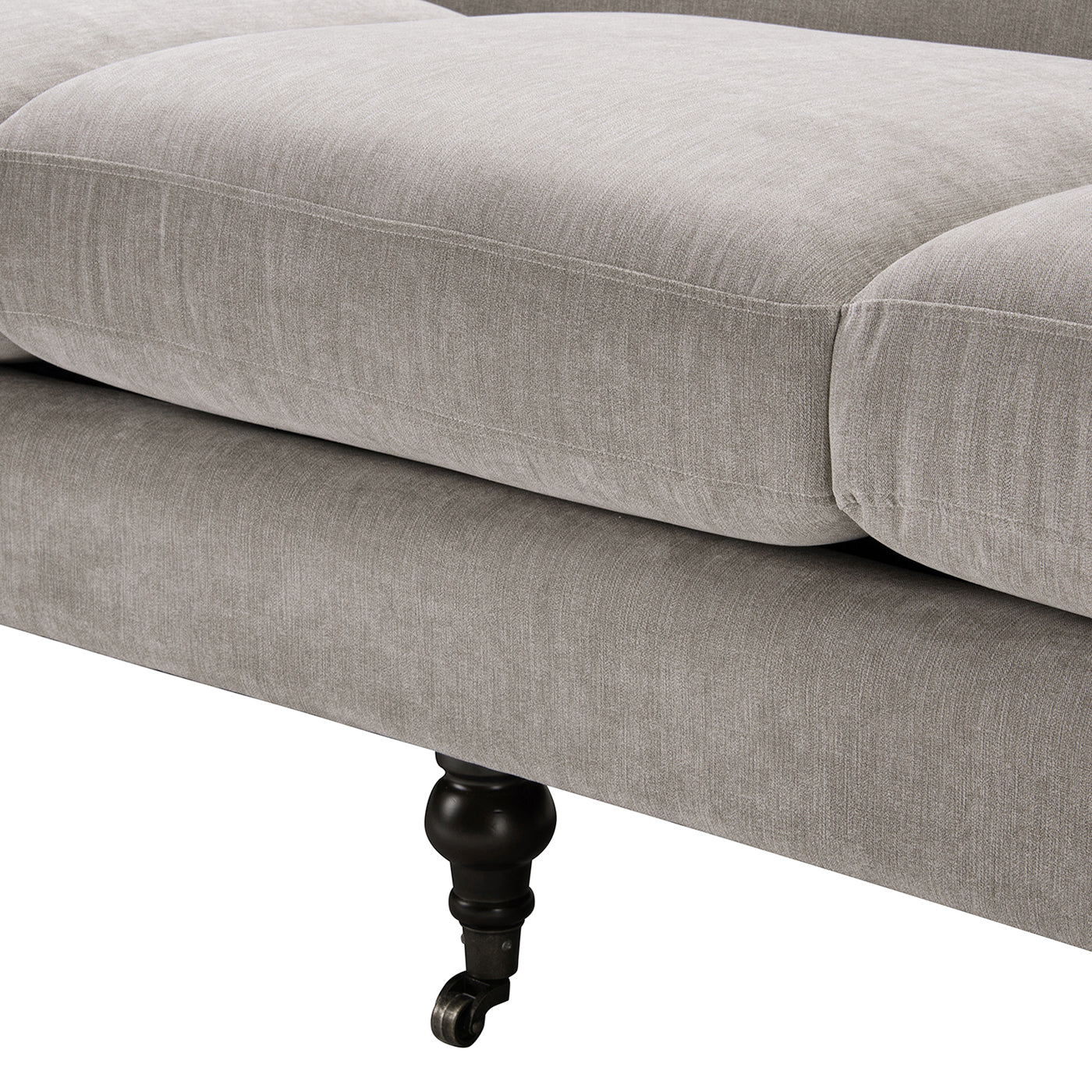 Creations Upholstered Sofa with Metal Casters and 3 Cushions Tightback