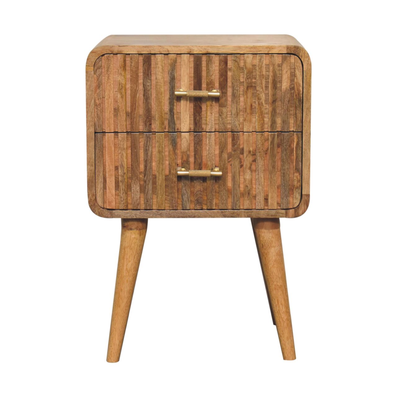 Architect Solid Wood Nightstand with 2 Drawers and Tapered Legs