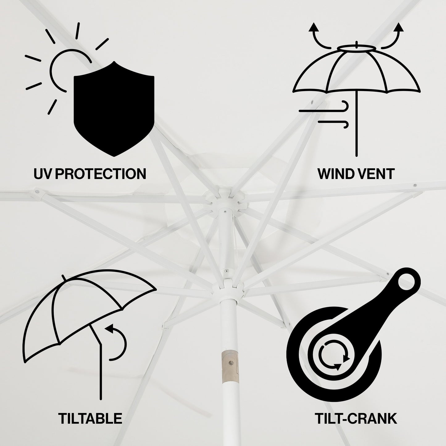 Tracy Classic MidCentury Scalloped Fringe Market Patio Umbrella with Auto-Tilt