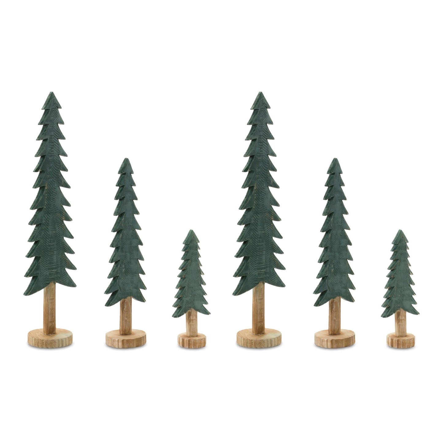 Wood Tabletop Pine Tree, Set of 3