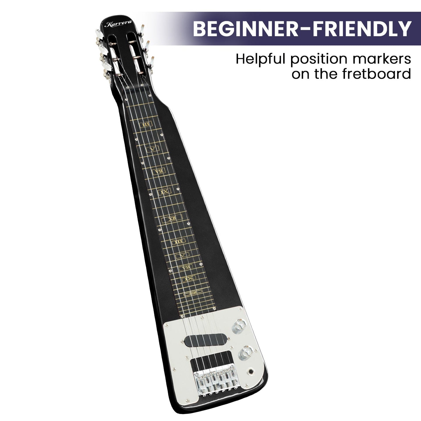 Karrera 29in 6-String Lap Steel Hawaiian Guitar (Black)