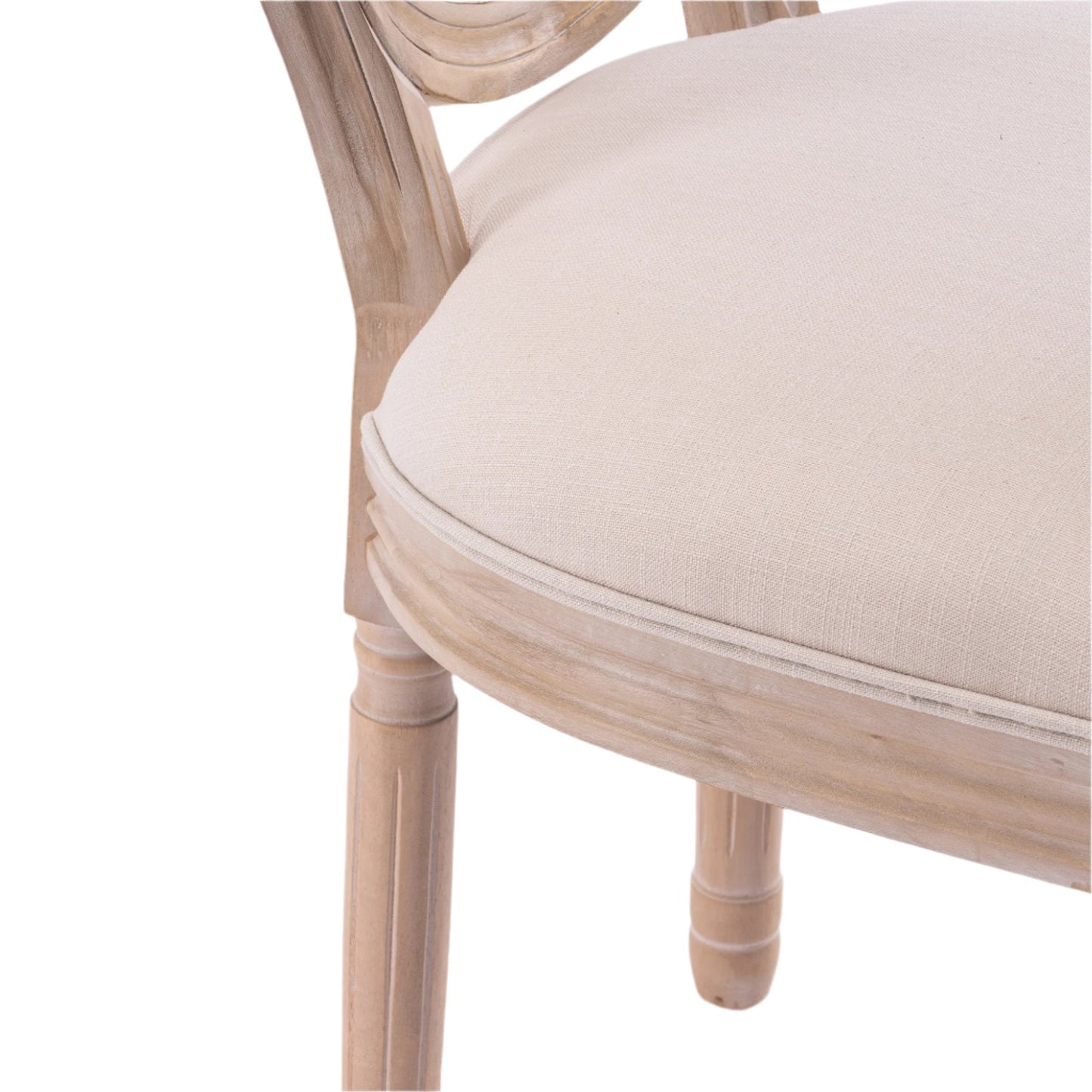 Upholstered Dining Chair with Oval Back and Solid Wood Frame, Set of 2
