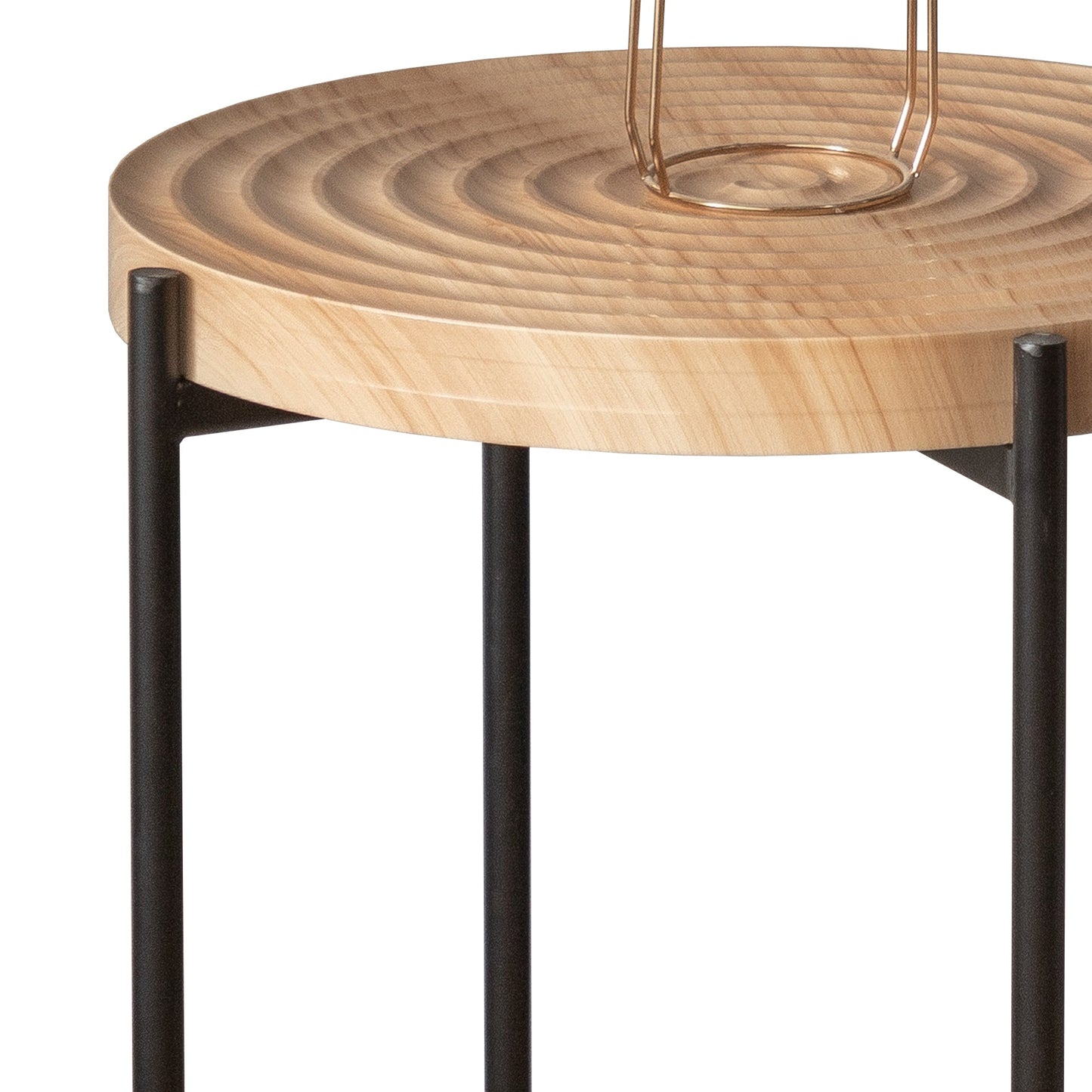 Coffee Table with Round Tabletop and Cross Metal Base, Set of 2