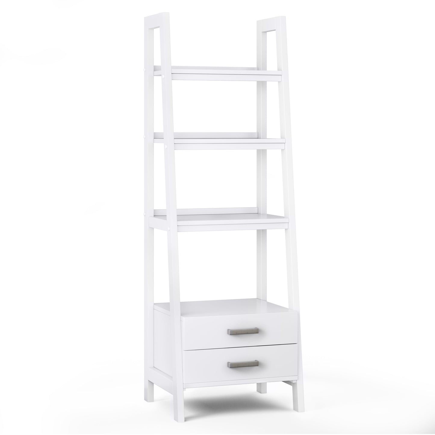 Daze Solid Wood Ladder Shelf with 4 Shelves and 2 Drawers