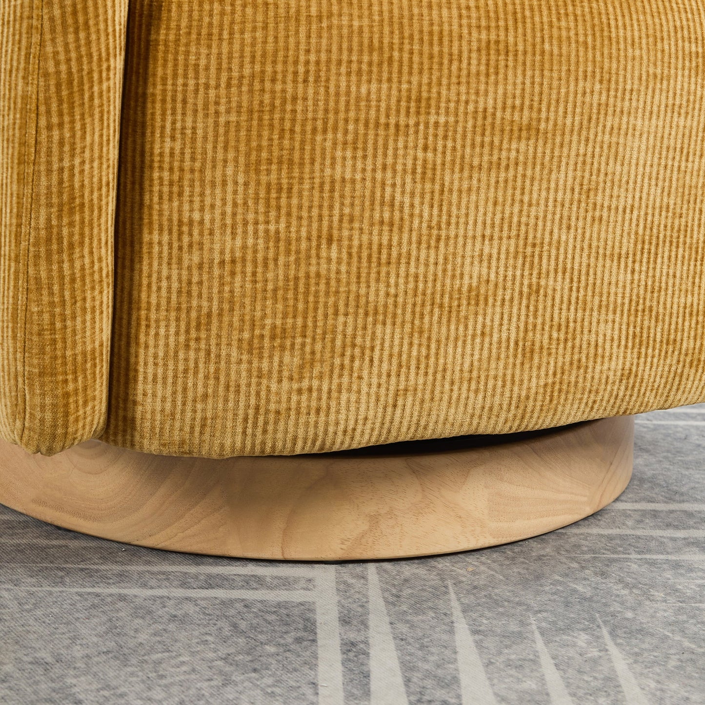 Actuator Upholstered Barrel Chair with 360-Degree Swivel Base and Curved Arms