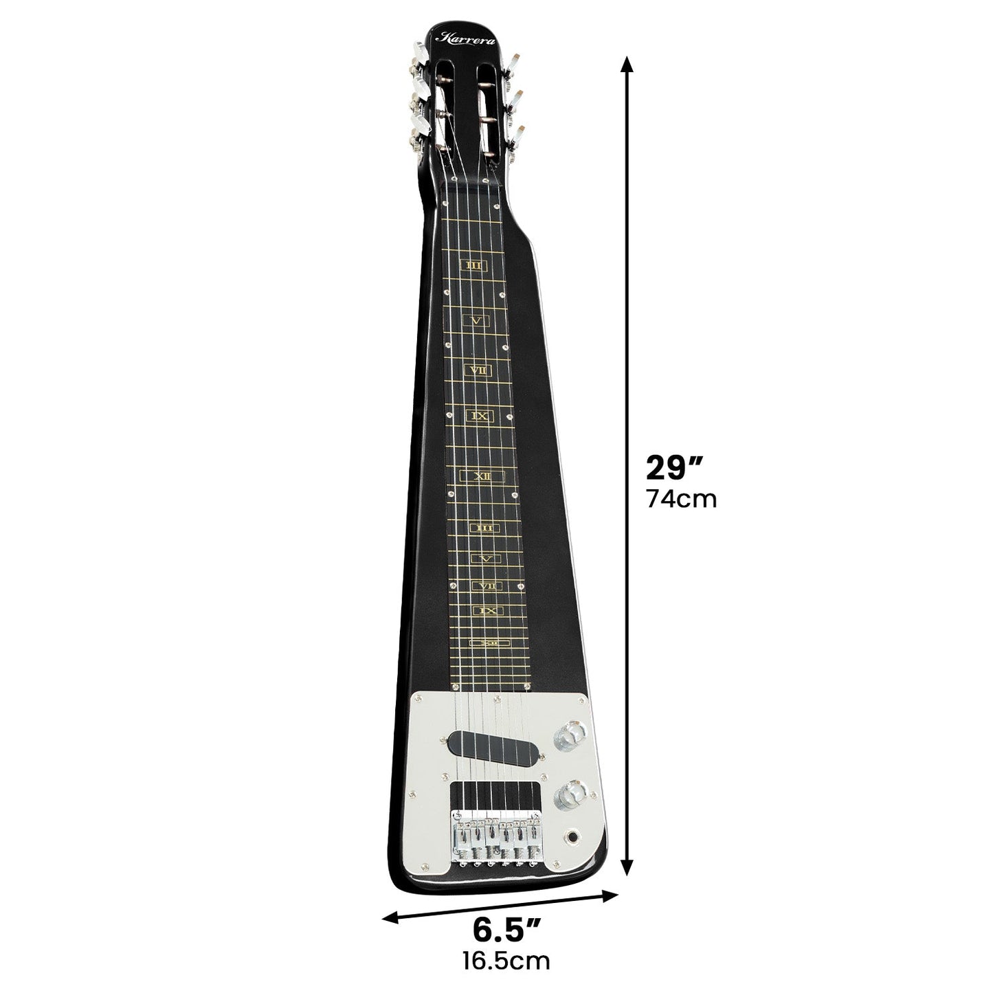Karrera 29in 6-String Lap Steel Hawaiian Guitar (Black)