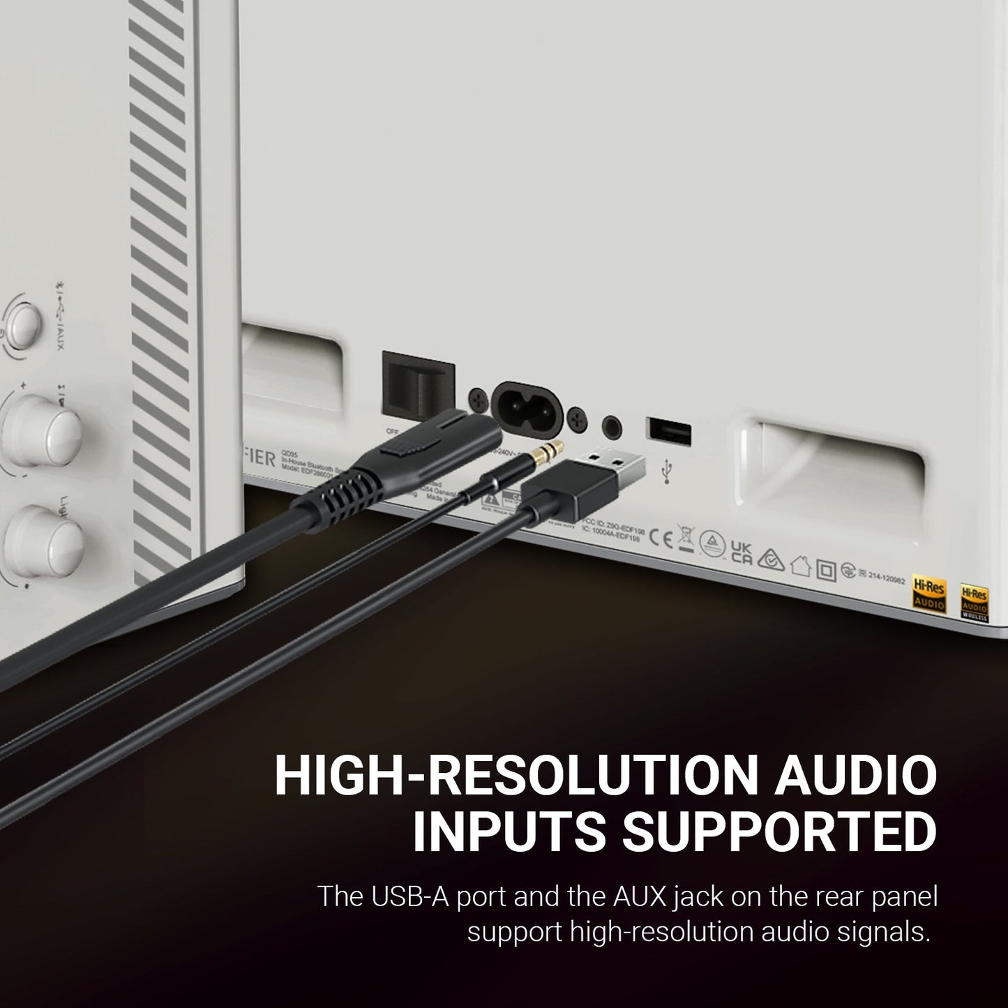 Edifier Tabletop Bluetooth Speaker Hi-Res Audio & Hi-Res Audio Wireless Certified Computer Speaker (White)