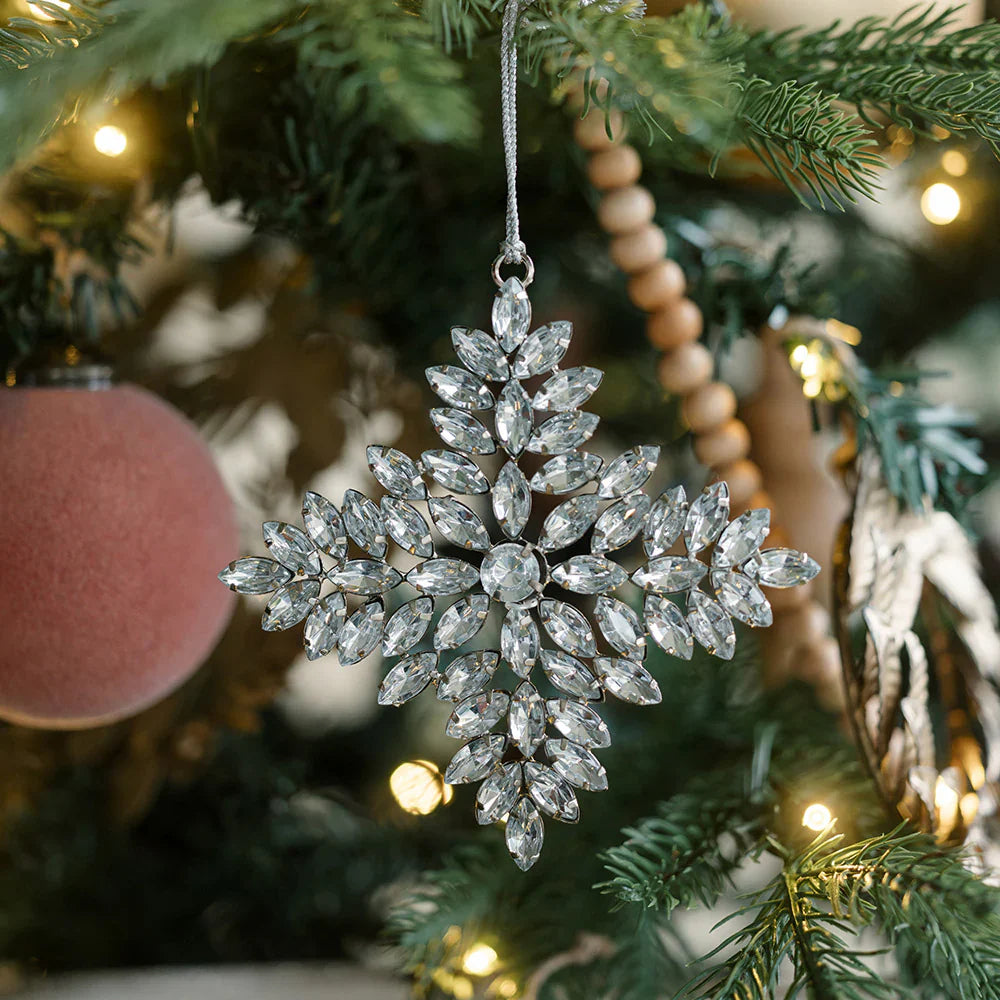 Beaded Snowflake & Star Christmas Ornaments, Set of 4