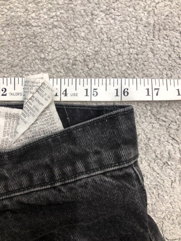 Zara Short Womens 31 Black Denim Mom Fit High Rise Roll Tab Workwear Outdoor