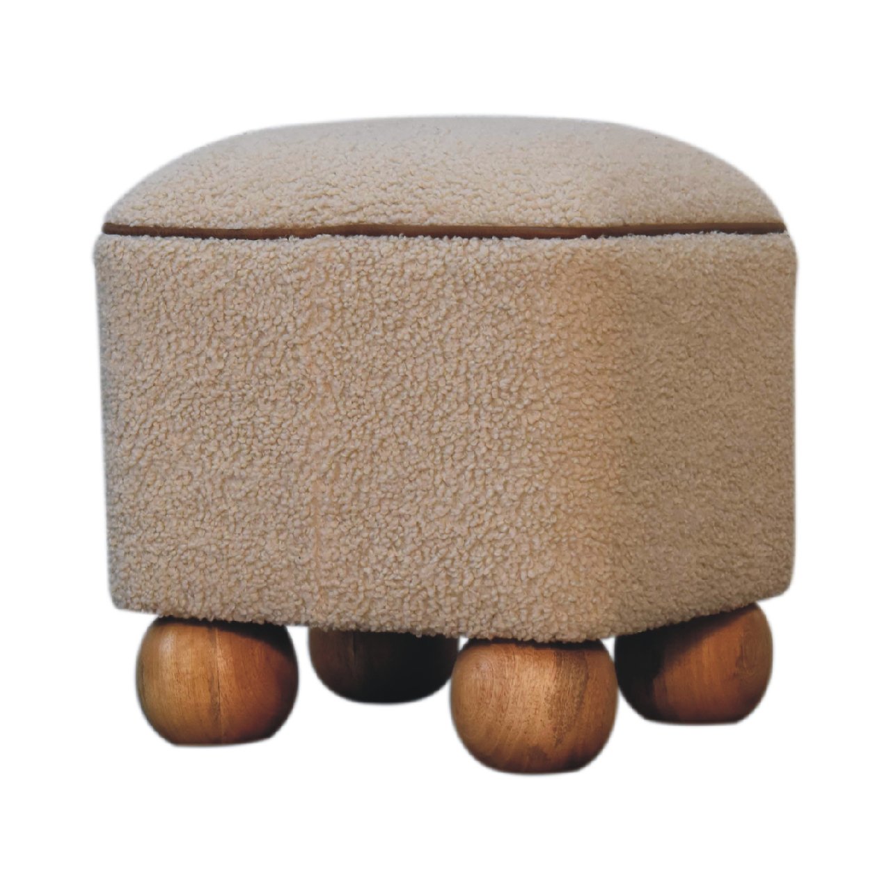 Enigmaaa Upholstered Footstool with Ball Feet and Square Shape